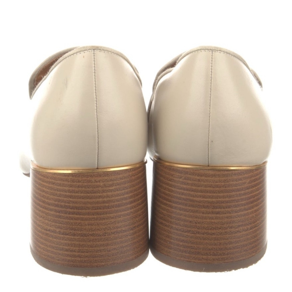 Tory Burch Everly Women Loafers Cream Embossed Croc Leather Block Heel size 7 - Picture 3 of 7